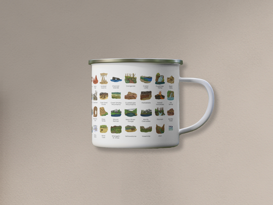 Camping Mug All 63 National Park Checklist