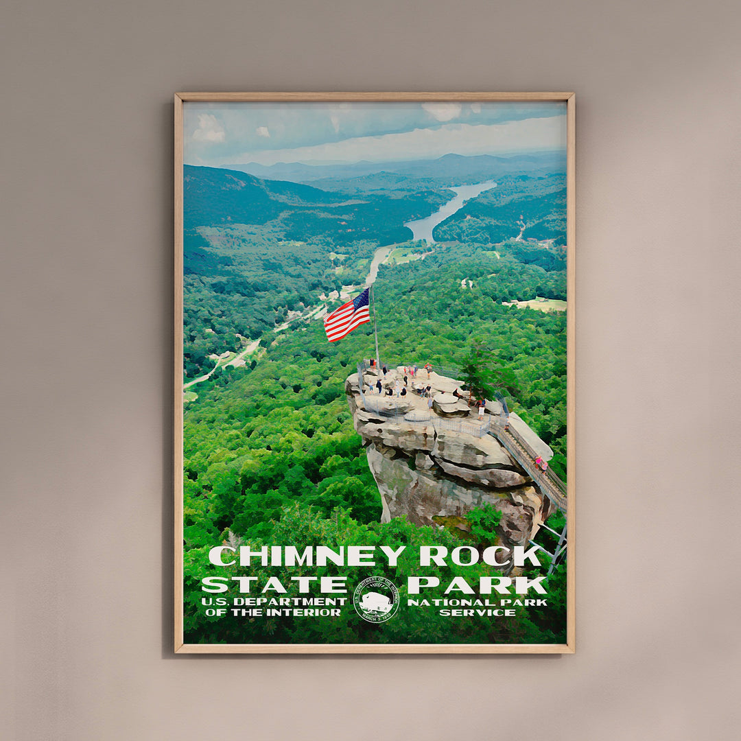 Chimney Rock State Park Poster WPA Style