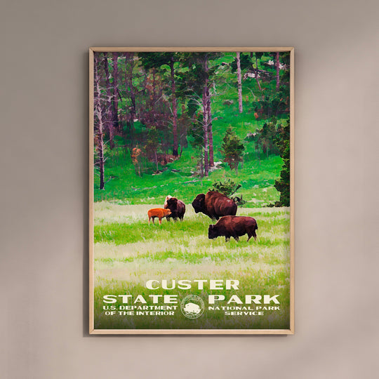 Custer State Park Poster WPA Style