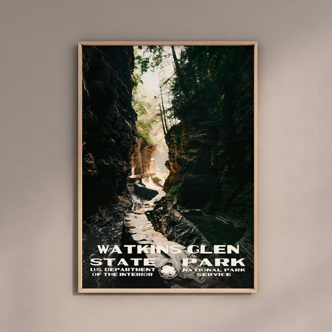 Watkins Glen State Park Poster WPA Style