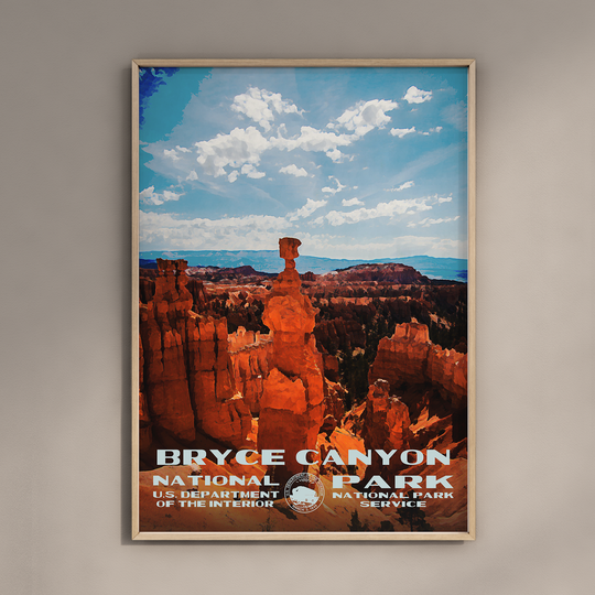 a poster hanging on the wall of a room