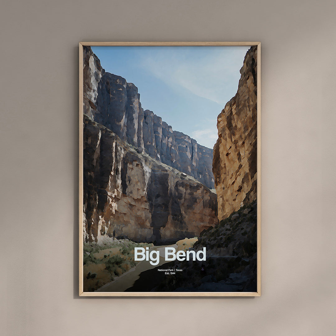 a picture of a canyon with the words big bend on it