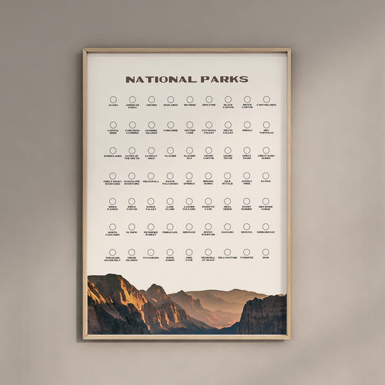 National Park Checklist Poster Vintage