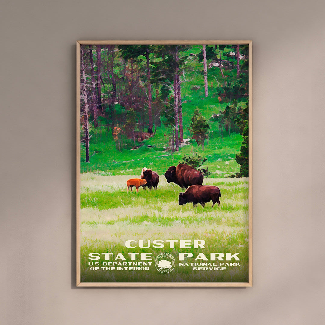 Custer State Park Poster WPA Style