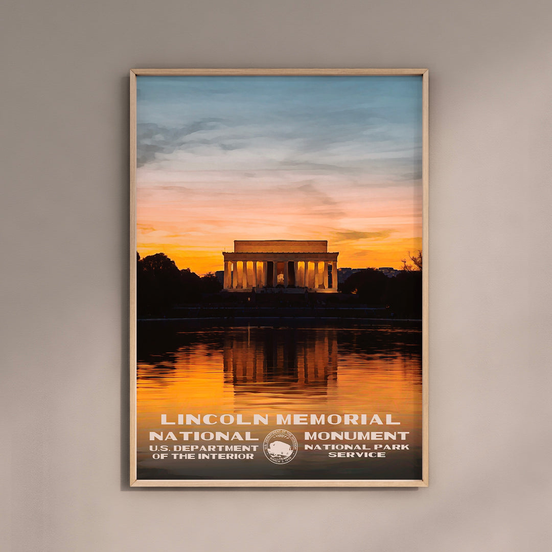 Lincoln Memorial National Monument Poster WPA Style