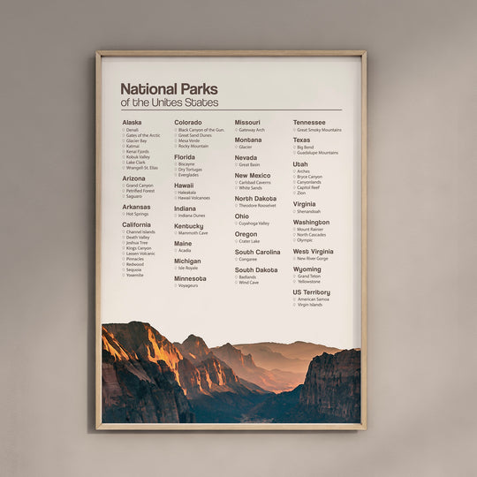 National Park Checklist Poster