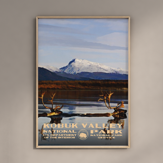 a picture of a mountain with a lake and deer