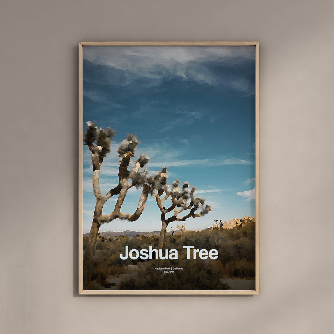 a poster of joshua tree in the desert